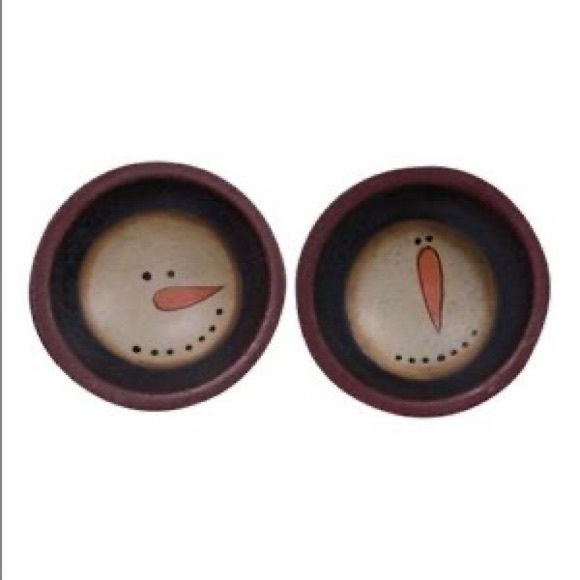 ⛄️NWT ‘Happy Snowmen’ Wood Dish Cups - Set of 2 - Picture 2 of 2